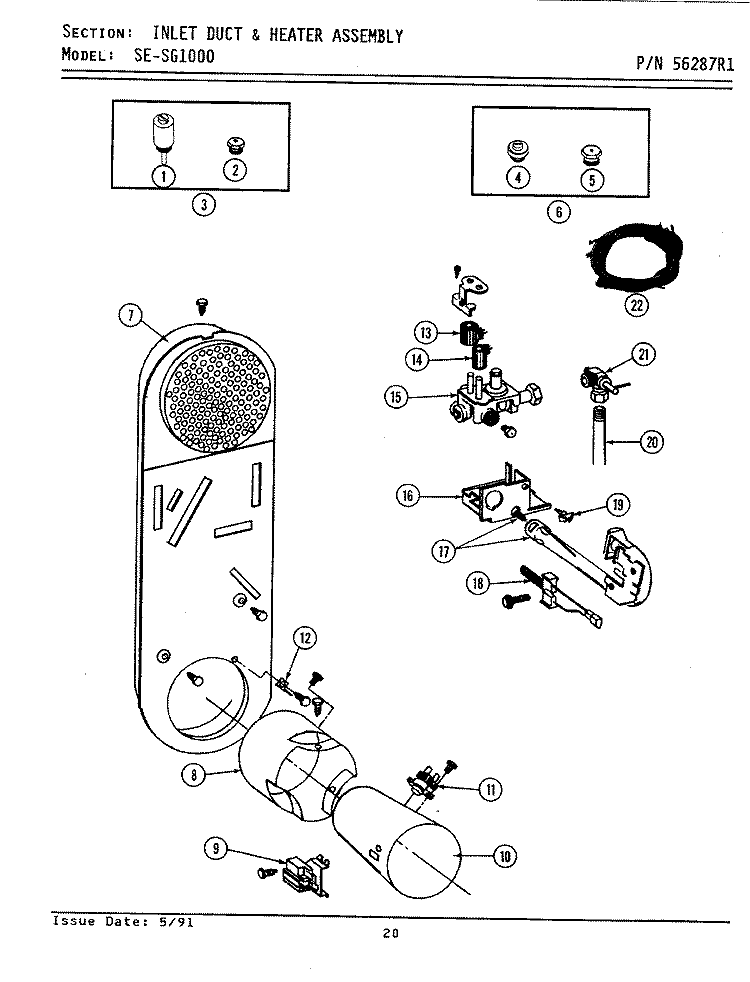 INLET DUCT & HEATER ASSEMBLY (SG1000) Diagram and Parts List for SG1000  Maytag Washer Dryer Combo