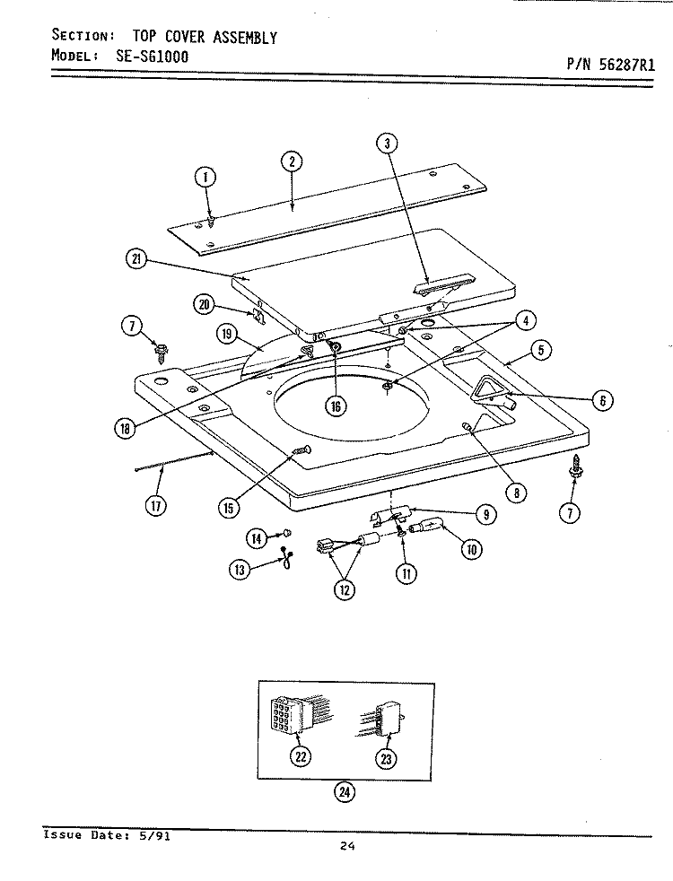 WASHER TOP COVER ASSEMBLY Diagram and Parts List for SG1000  Maytag Washer Dryer Combo