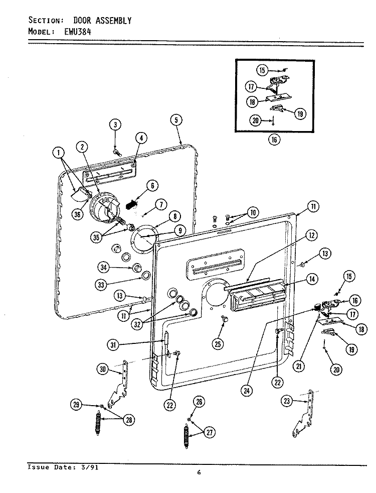 TUB SUPPORT (LEFT) Diagram and Parts List for EWU304  Maytag Dishwasher
