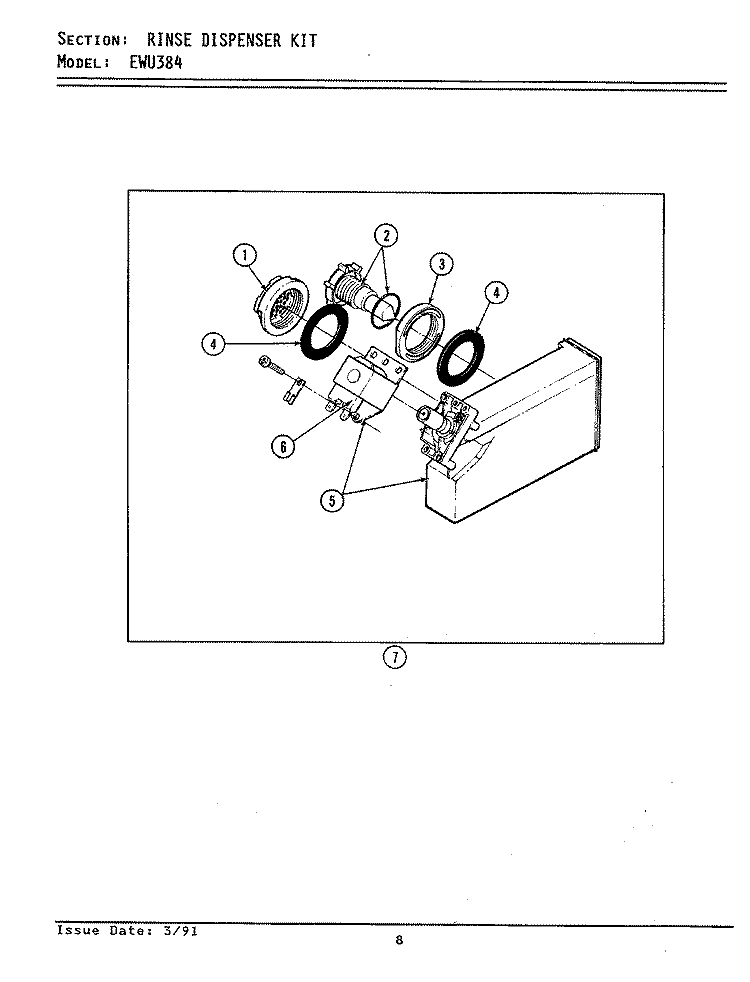 TUB SUPPORT (RIGHT) Diagram and Parts List for EWU304  Maytag Dishwasher