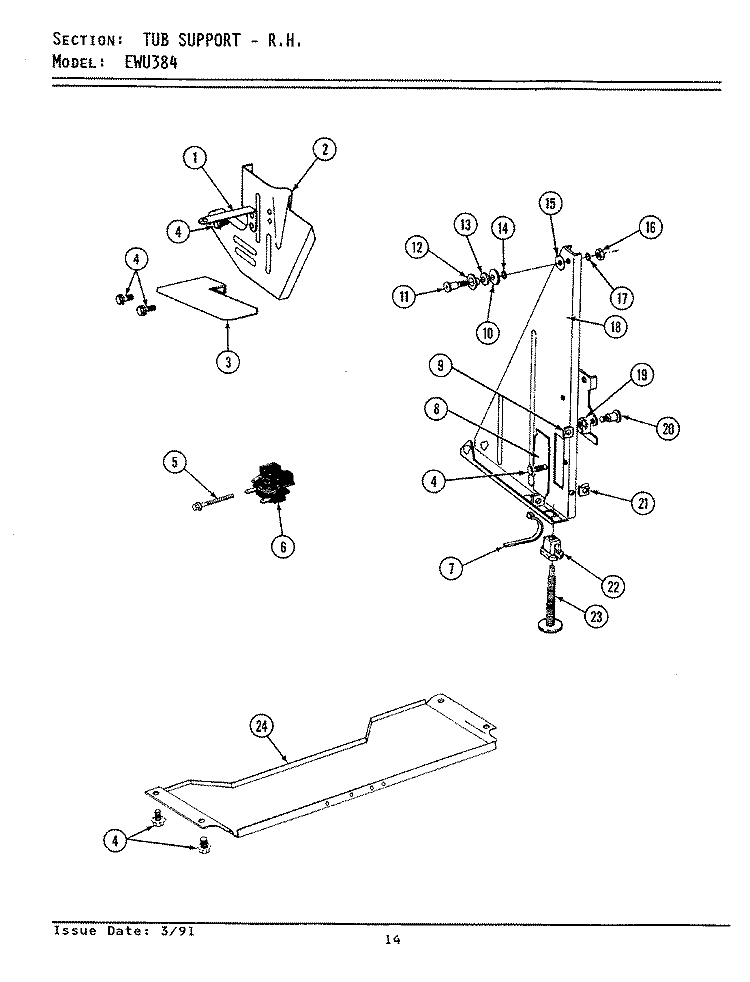TUB ASSEMBLY FASTENER KITS Diagram and Parts List for EWU304  Maytag Dishwasher