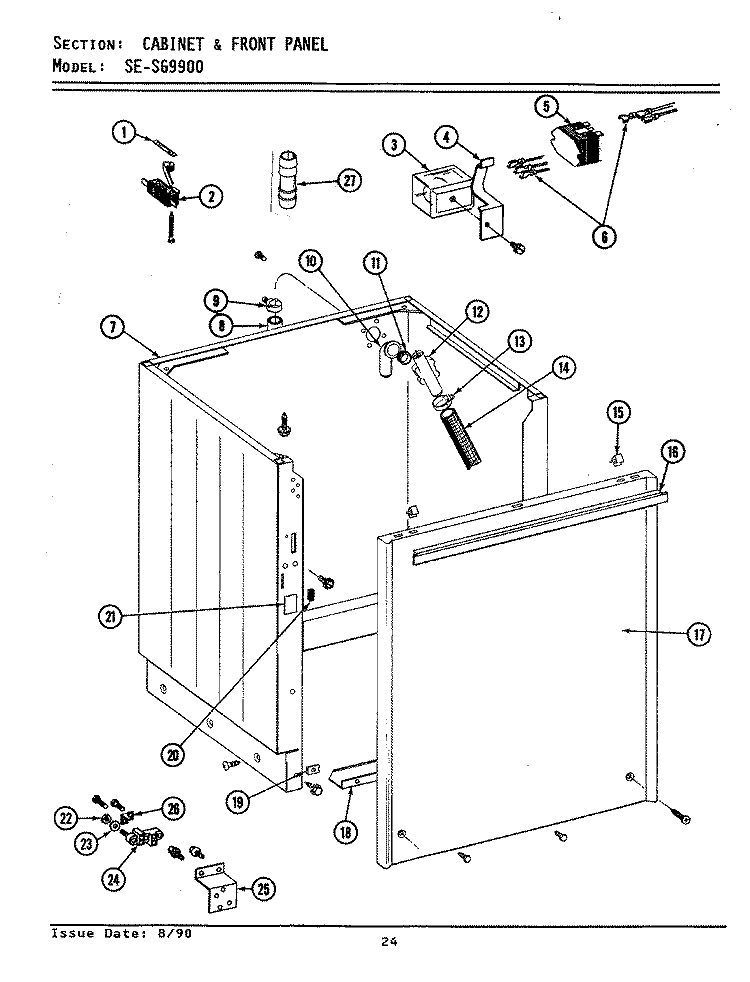 CABINET & FRONT PANEL Diagram and Parts List for LSG9900  Maytag Washer Dryer Combo