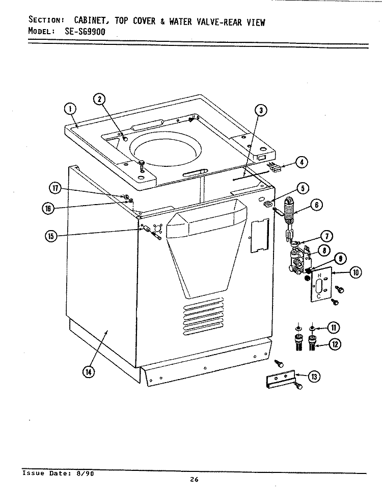 CABINET, TOP COVER & WATER VALVE (REAR) Diagram and Parts List for LSG9900  Maytag Washer Dryer Combo