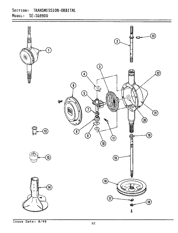 TRANSMISSION - ORBITAL Diagram and Parts List for LSG9900  Maytag Washer Dryer Combo
