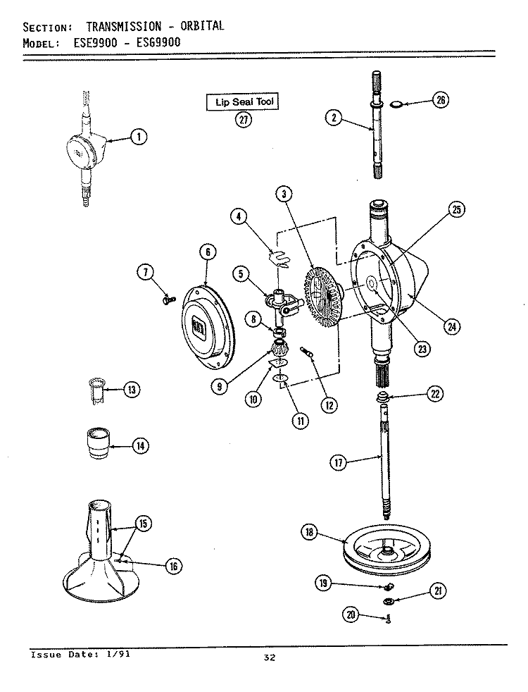 TRANSMISSION (ESE9900 & ESG9900) Diagram and Parts List for ESE9900  Maytag Washer Dryer Combo