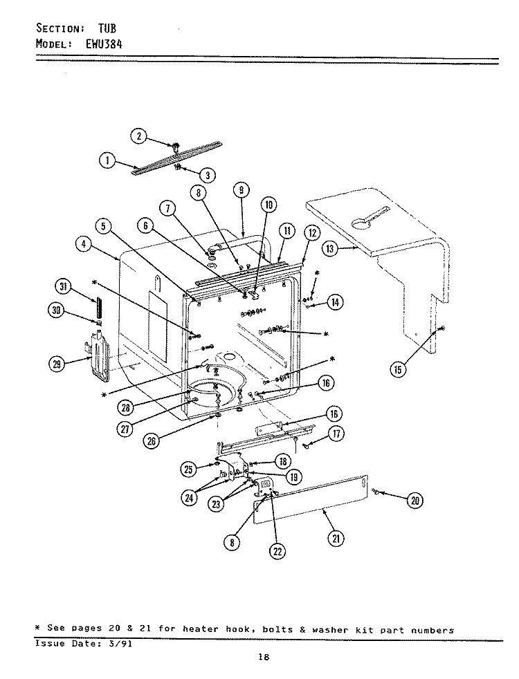 CONTROL PANEL Diagram and Parts List for EWU384  Maytag Dishwasher