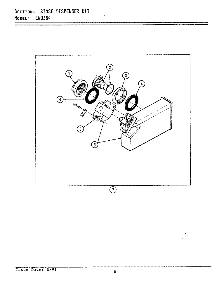 RINSE DISPENSER KIT Diagram and Parts List for EWU384  Maytag Dishwasher