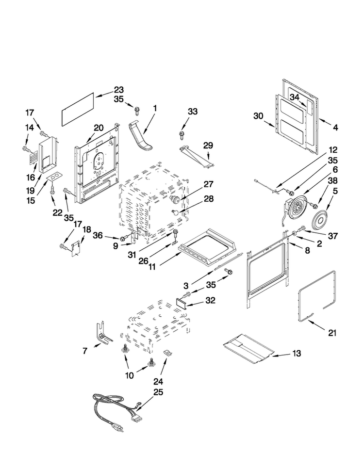 Chassis Parts Diagram and Parts List for MGRH865QDB1  Maytag Range