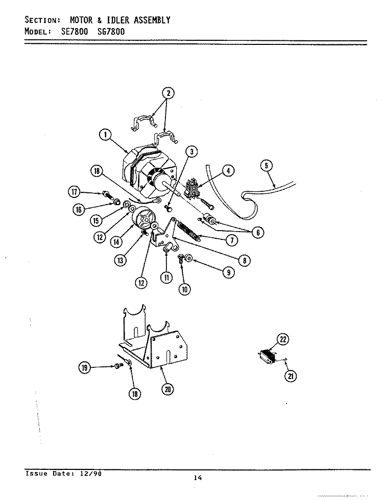 MOTOR & IDLER ASSEMBLY Diagram and Parts List for LSG7800  Maytag Washer Dryer Combo
