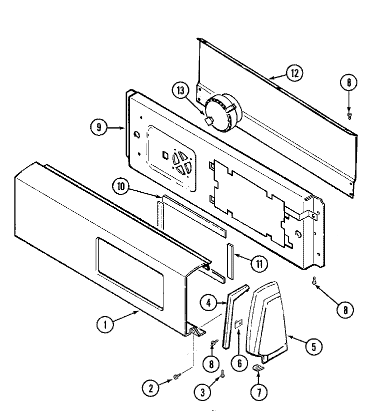 CONTROL PANEL Diagram and Parts List for W209KA  Magic Chef Washer