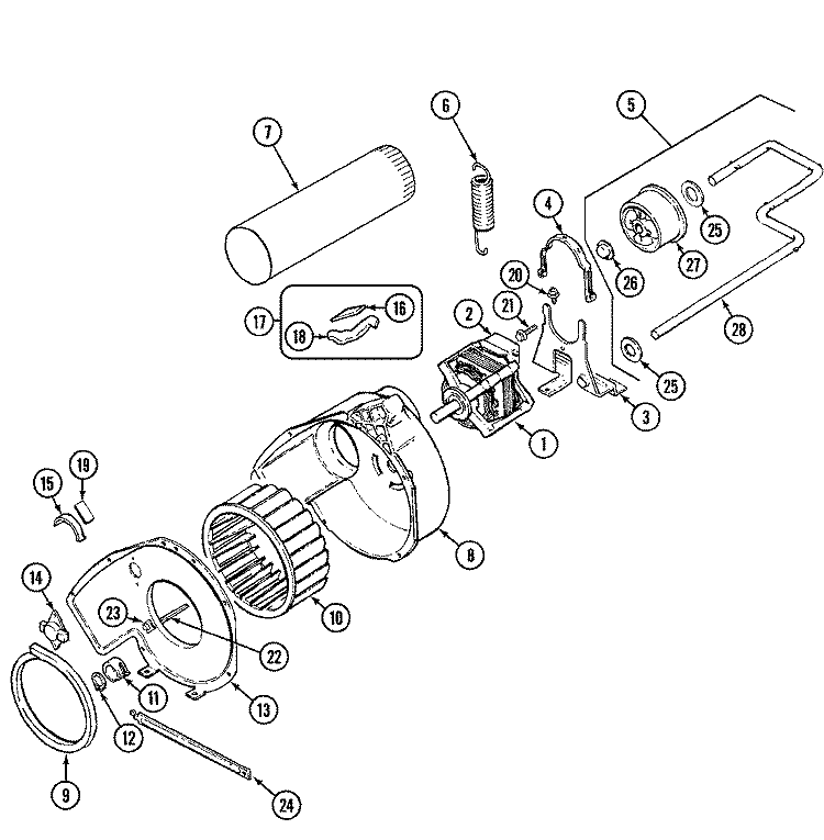 MOTOR & DRIVE Diagram and Parts List for JDE2000WC  Jenn-Air Dryer