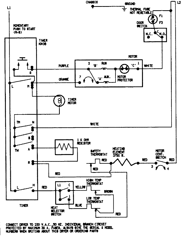WIRING INFORMATION Diagram and Parts List for LDEA300AGE  Admiral Dryer