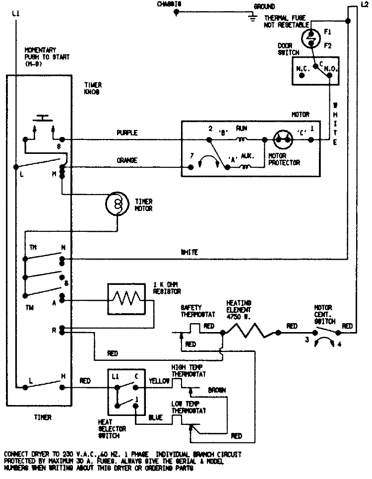 WIRING INFORMATION Diagram and Parts List for LDEA300AKE  Admiral Dryer