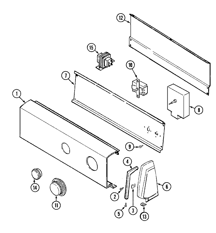 CONTROL PANEL Diagram and Parts List for LDGA300AGE  Admiral Dryer