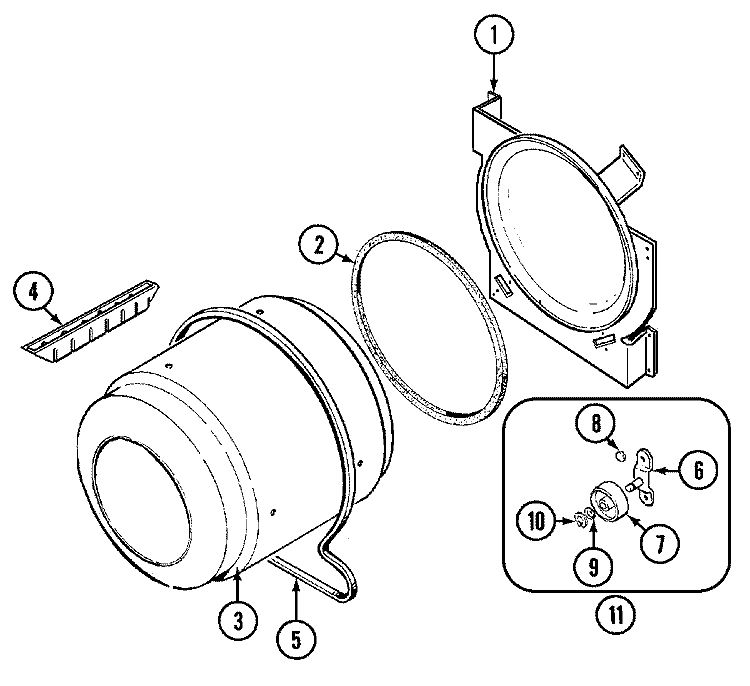 TUMBLER Diagram and Parts List for ADG20N3V  Admiral Dryer