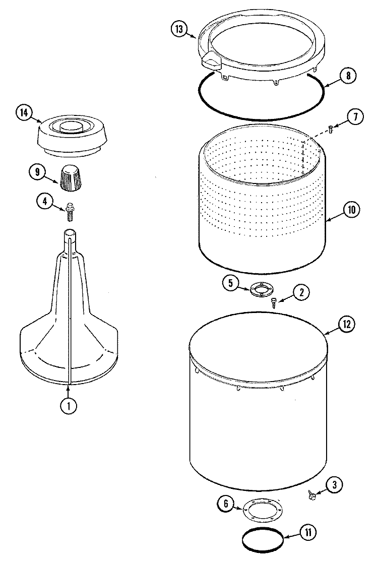 TUB Diagram and Parts List for LWN204A  Norge Washer