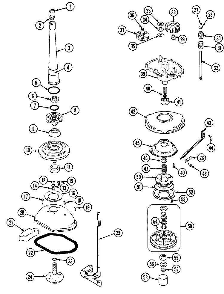 TRANSMISSION (SERIES 10 - 15) Diagram and Parts List for AW20N2V  Admiral Washer
