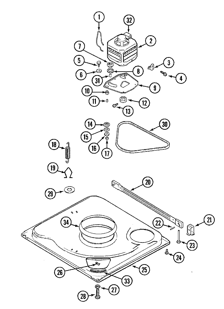 BASE Diagram and Parts List for AW20N2V  Admiral Washer