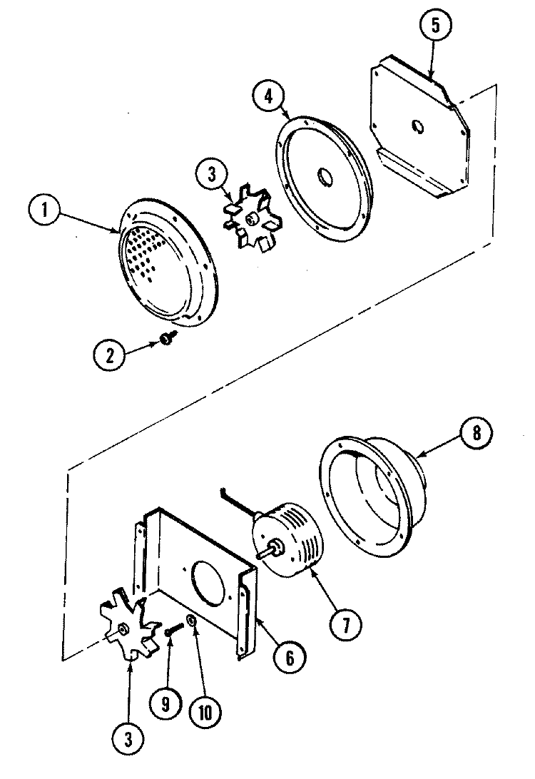 BLOWER MOTOR (CONVECTION) Diagram and Parts List for W2750B-C  Jenn-Air Wall Oven