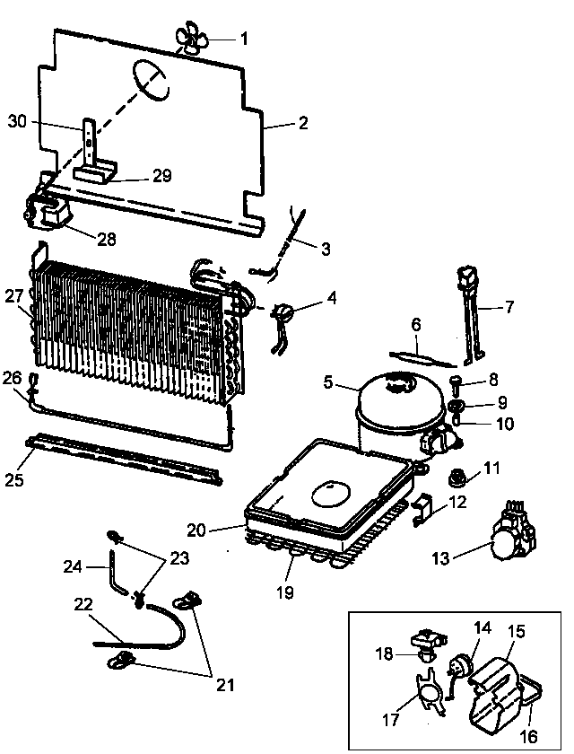 Unit Compartment And System Diagram and Parts List for ESUF15HW-P1179605WW  Amana Freezer