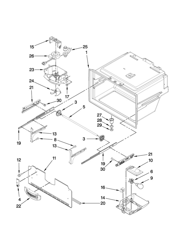 Freezer Liner Parts Diagram and Parts List for AFI2538AES7  Amana Refrigerator