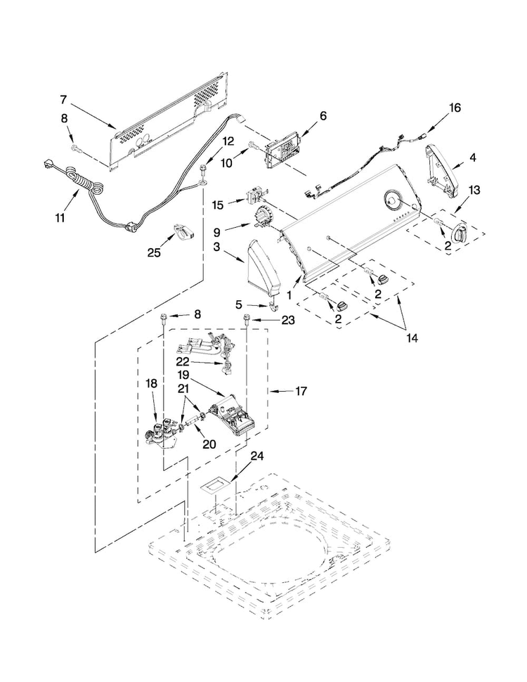 Controls And Water Inlet Parts Diagram and Parts List for CAW9244XQ0  Crosley Washer