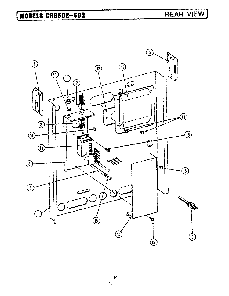 REAR VIEW Diagram and Parts List for LCRG602  Maytag Range
