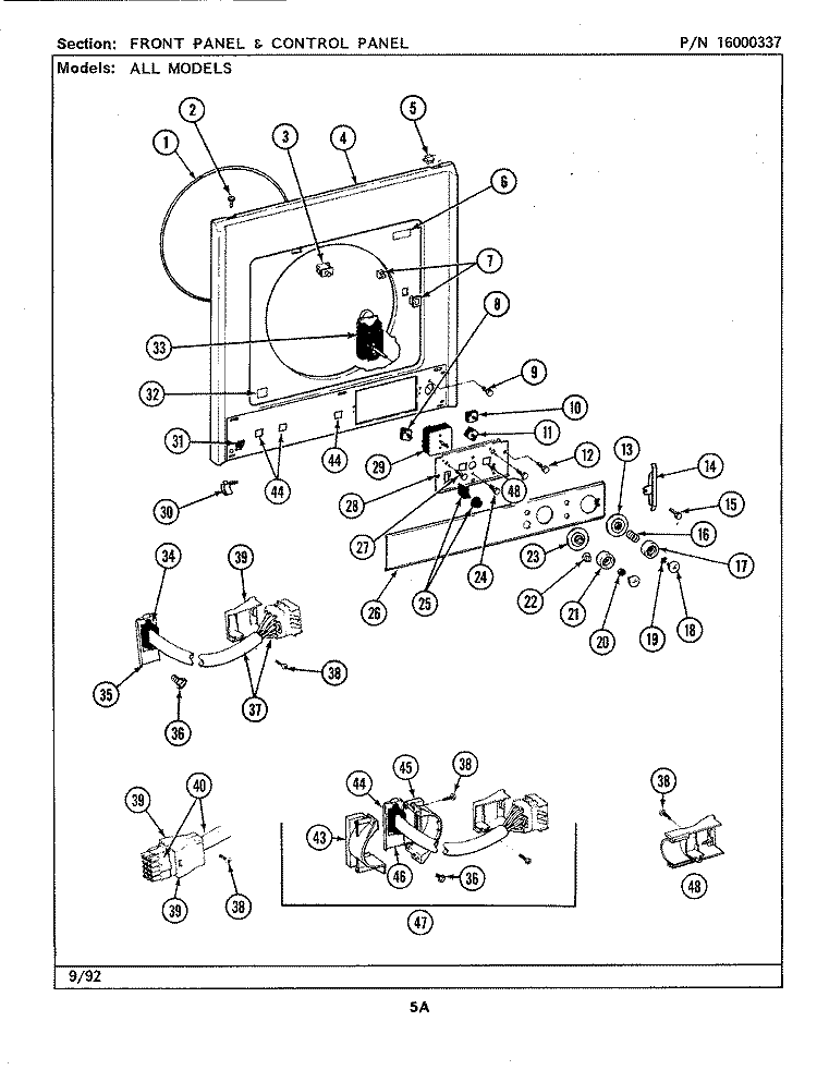 FRONT PANEL & CONTROL PANEL (LSG7800ABx) Diagram and Parts List for LSG7800ABE  Maytag Washer Dryer Combo