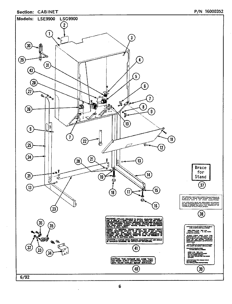 CABINET - DRYER (LSG7800ABx) Diagram and Parts List for LSG7800ABE  Maytag Washer Dryer Combo