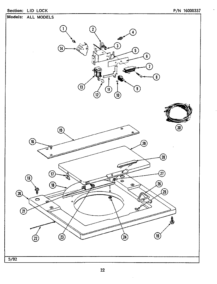 LID LOCK (LSG7800ABx) Diagram and Parts List for LSG7800ABE  Maytag Washer Dryer Combo
