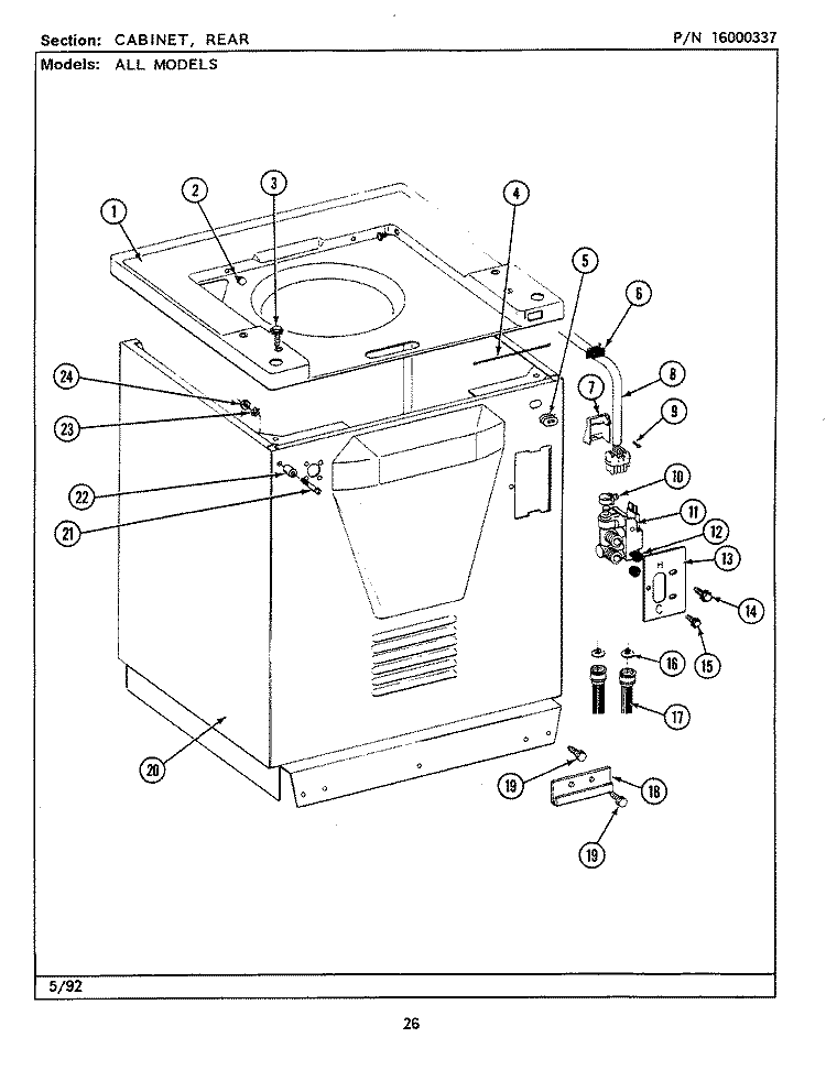 CABINET - REAR (LSG7800ABx) Diagram and Parts List for LSG7800ABE  Maytag Washer Dryer Combo