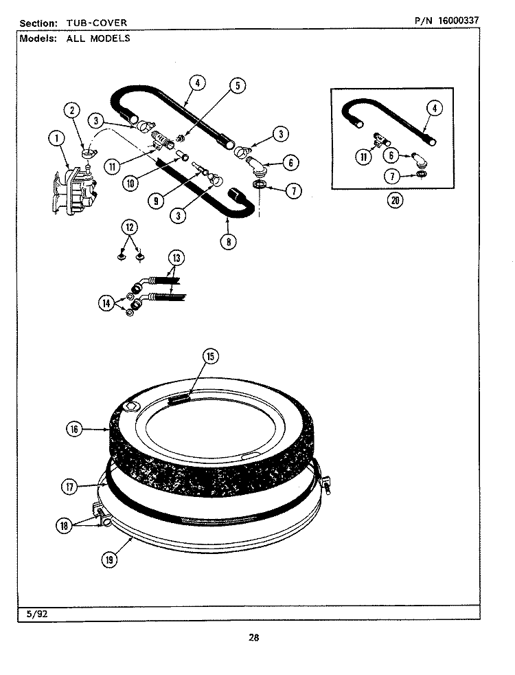 TUB COVER (LSG7800ABx) Diagram and Parts List for LSG7800ABE  Maytag Washer Dryer Combo