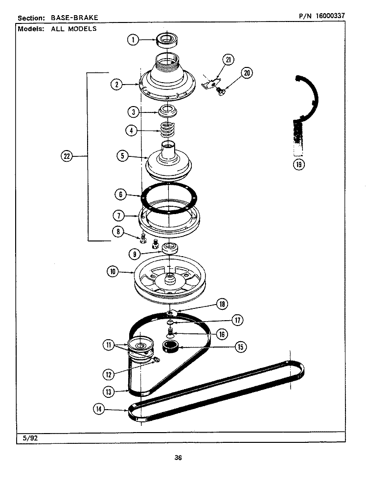 BASE / BRAKE (LSG7800ABx) Diagram and Parts List for LSG7800ABE  Maytag Washer Dryer Combo