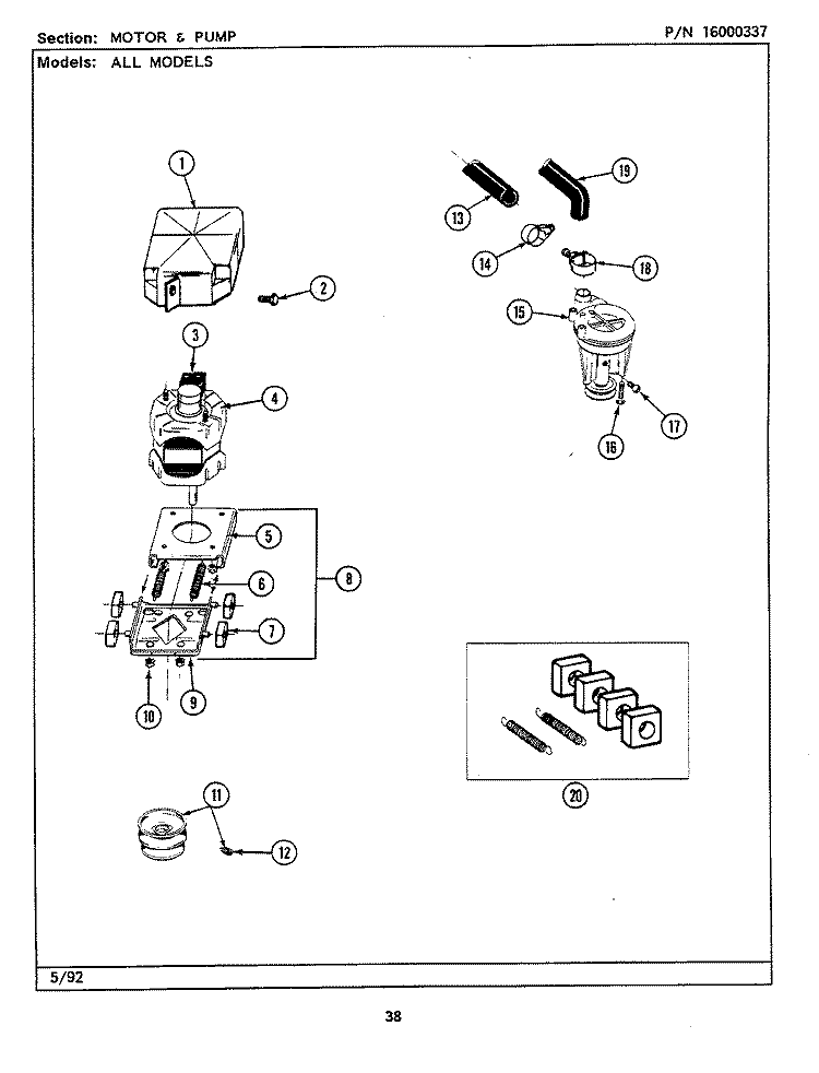MOTOR & PUMP (LSG7800ABx) Diagram and Parts List for LSG7800ABE  Maytag Washer Dryer Combo