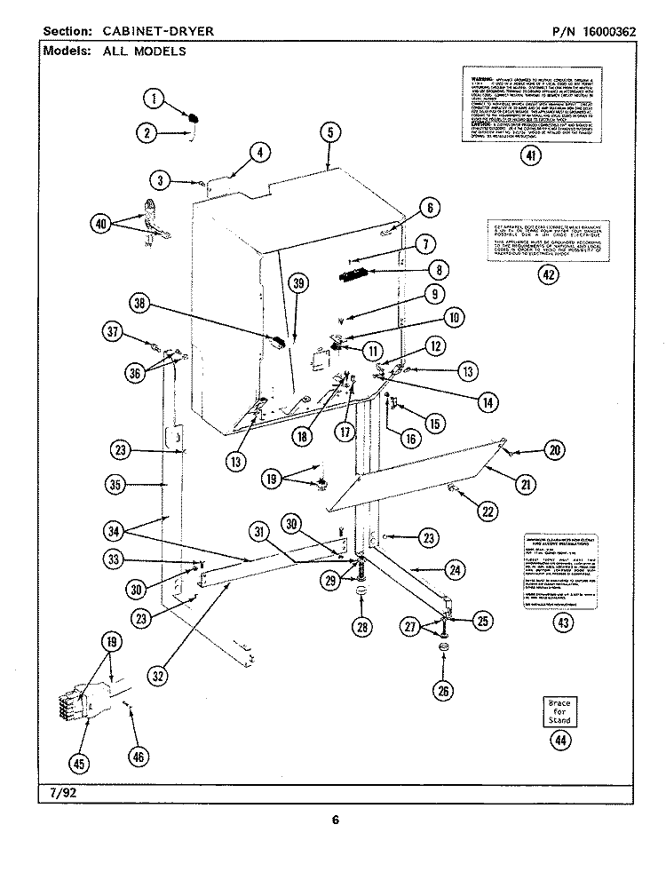 CABINET - DRYER (LSE7800ACE, ADE, AEE) Diagram and Parts List for LSE7800AEE  Maytag Washer Dryer Combo