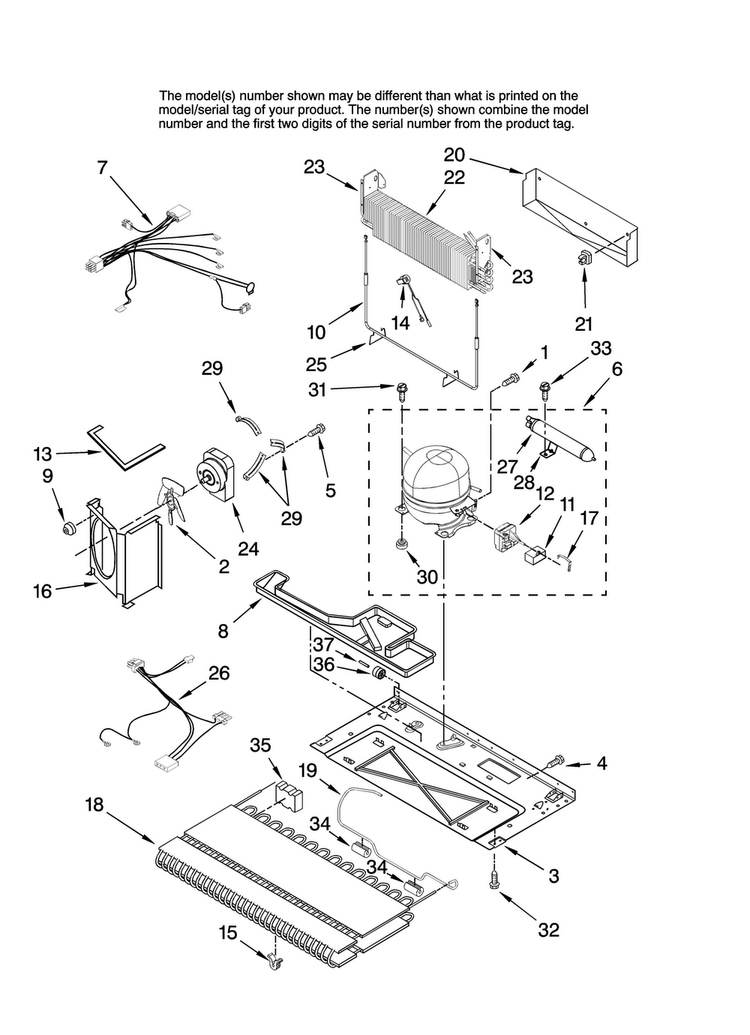 Unit Parts Diagram and Parts List for AB2526PEKW12  Amana Refrigerator
