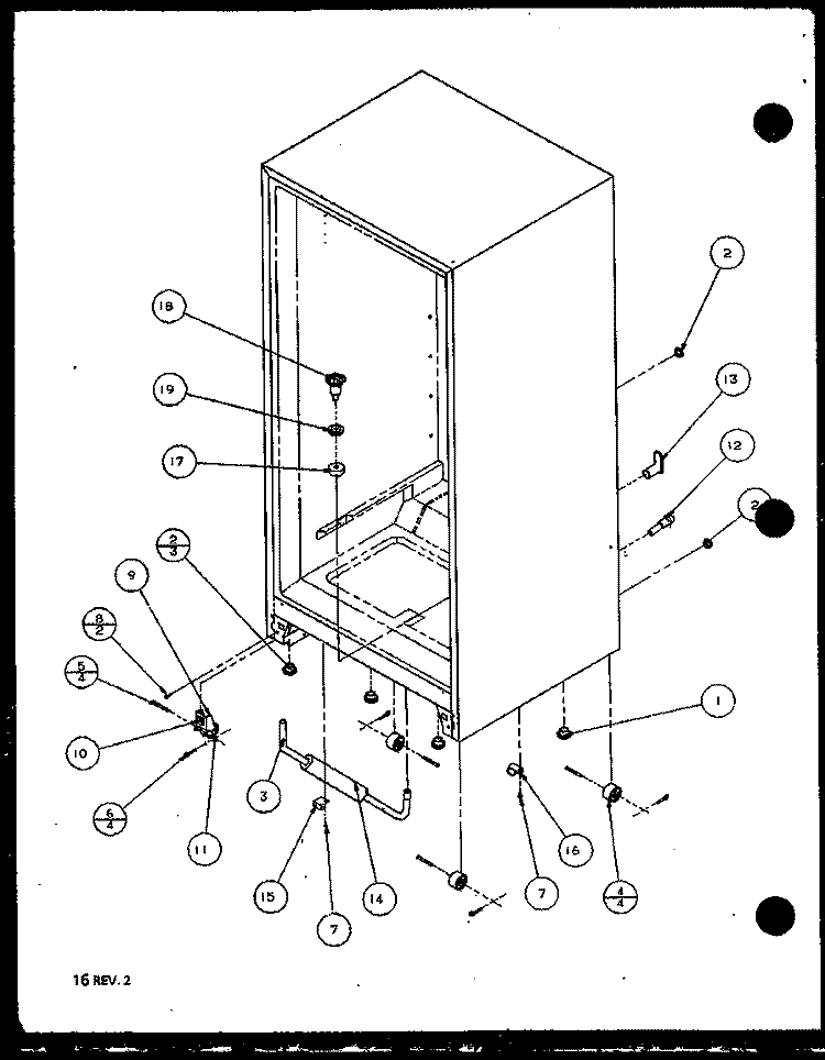CABINET BOTTOM AND BACK Diagram and Parts List for 86065 P1125514W E Litton Refrigerator