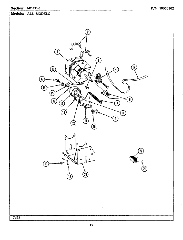 MOTOR (LSE7800ACE, ADE, AEE) Diagram and Parts List for LSE7800AEE  Maytag Washer Dryer Combo
