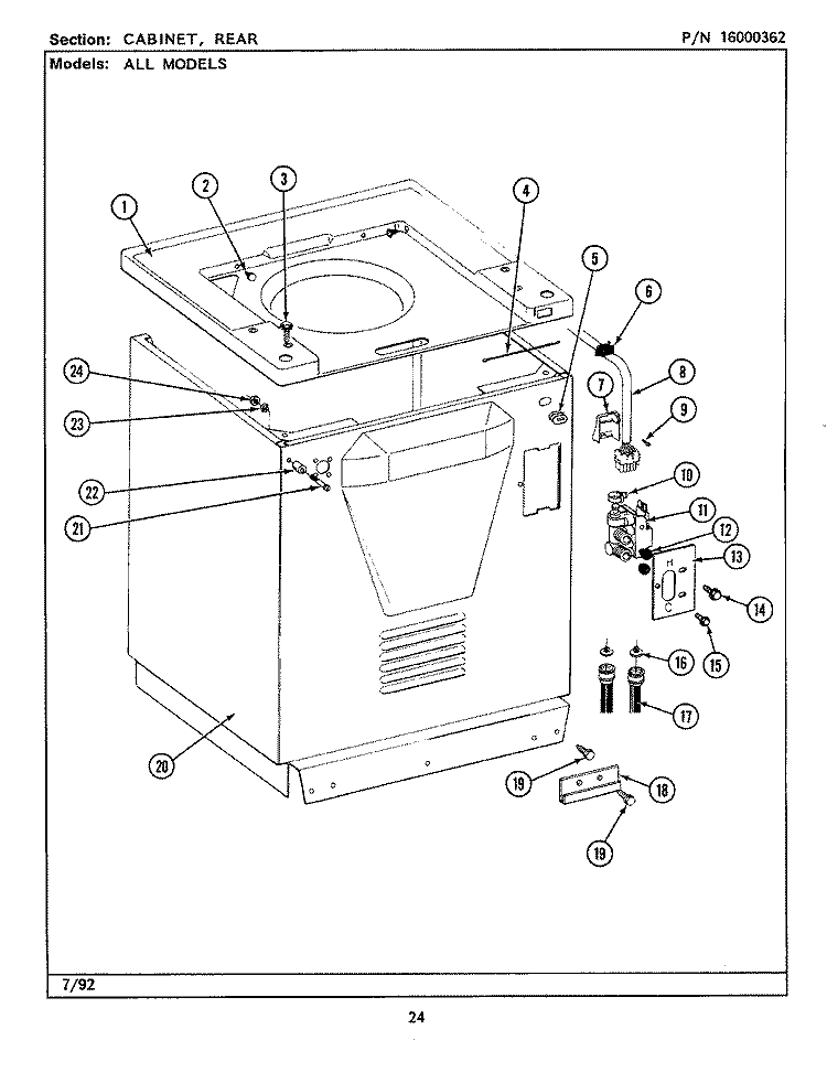 CABINET (REAR LSE7800ACE, ADE, AEE) Diagram and Parts List for LSE7800AEE  Maytag Washer Dryer Combo