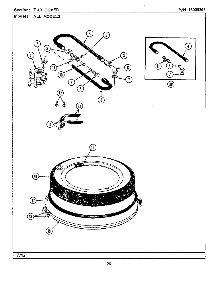TUB (LSE7800ACE, ADE, AEE) Diagram and Parts List for LSE7800AEE  Maytag Washer Dryer Combo
