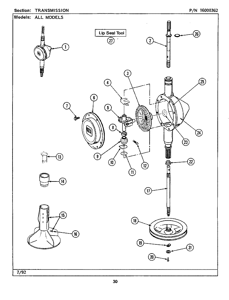 TRANSMISSION (LSE7800ACE, ADE, AEE) Diagram and Parts List for LSE7800AEE  Maytag Washer Dryer Combo