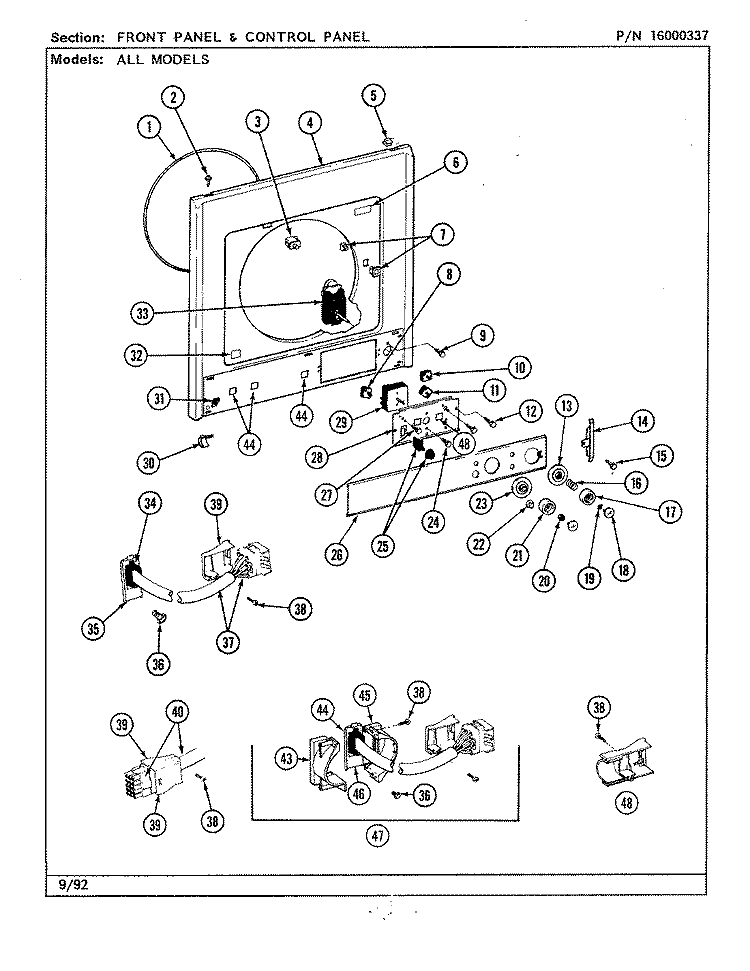 FRONT (LSE7800AEL, AEW) Diagram and Parts List for LSE7800AEW  Maytag Washer Dryer Combo