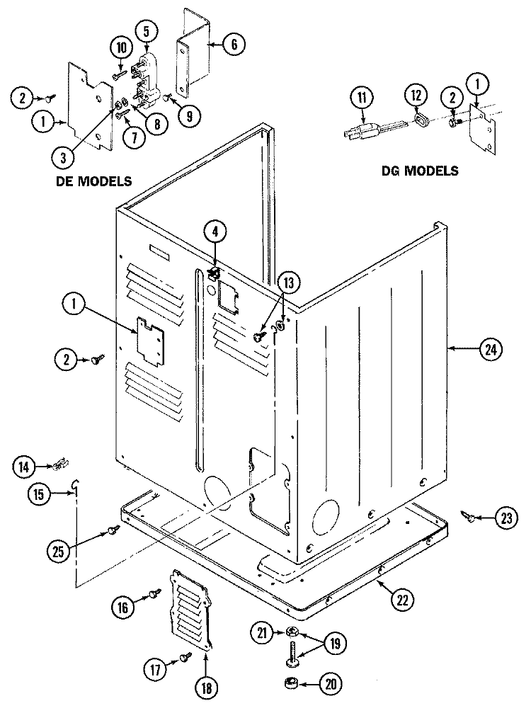 CABINET - REAR Diagram and Parts List for LDE7304AGE  Maytag Dryer