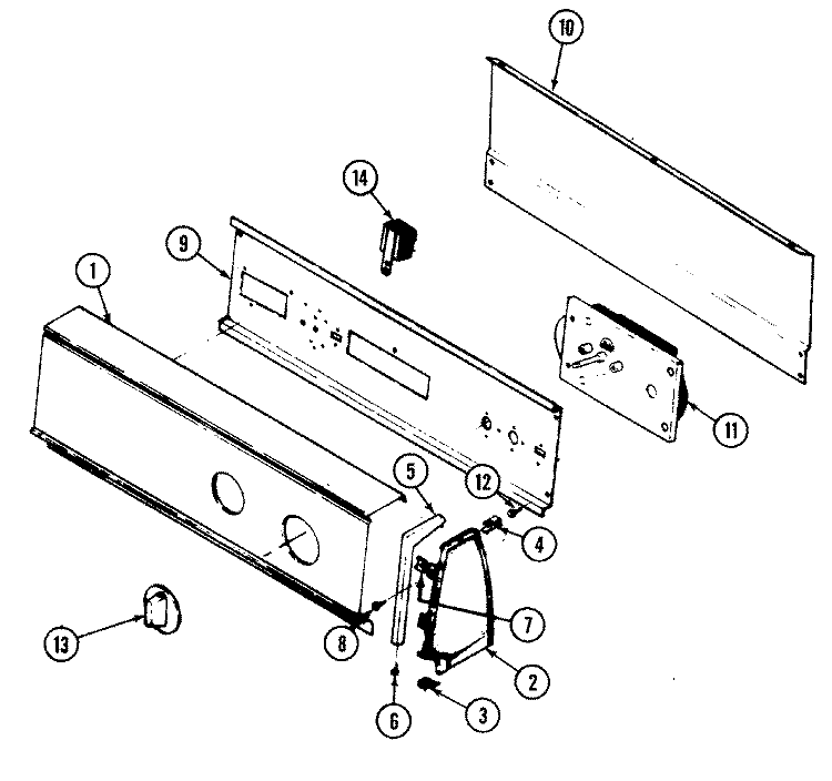 CONTROL PANEL Diagram and Parts List for YG205KW  Magic Chef Dryer