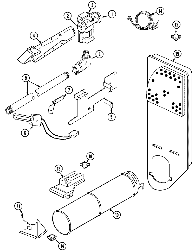 GAS CARRYING (REV. E) Diagram and Parts List for DGL203AC  Norge Dryer