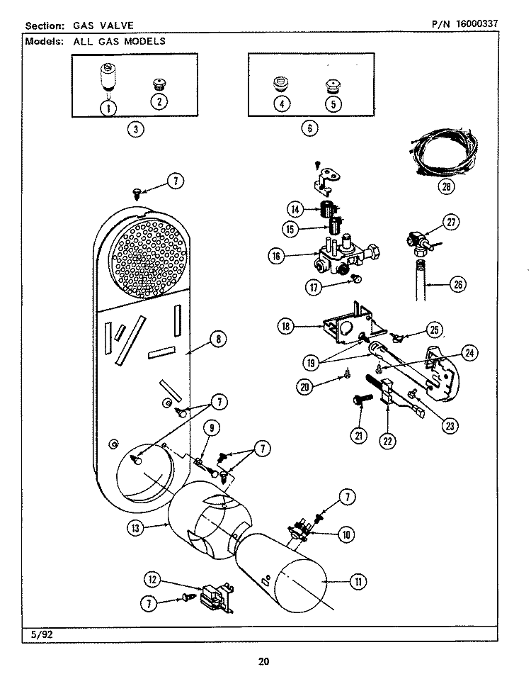 GAS VALVE (LSG7800ABx) Diagram and Parts List for LSG7800ABE  Maytag Washer Dryer Combo