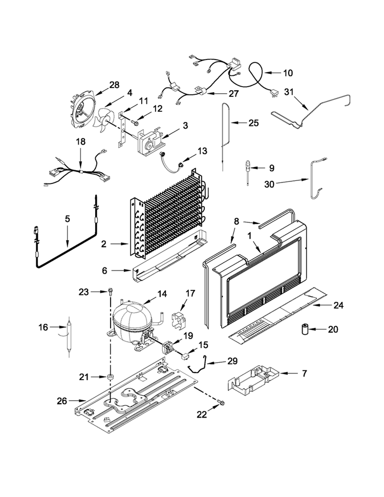 Unit Parts Diagram and Parts List for MZF34X16DW00  Maytag Freezer