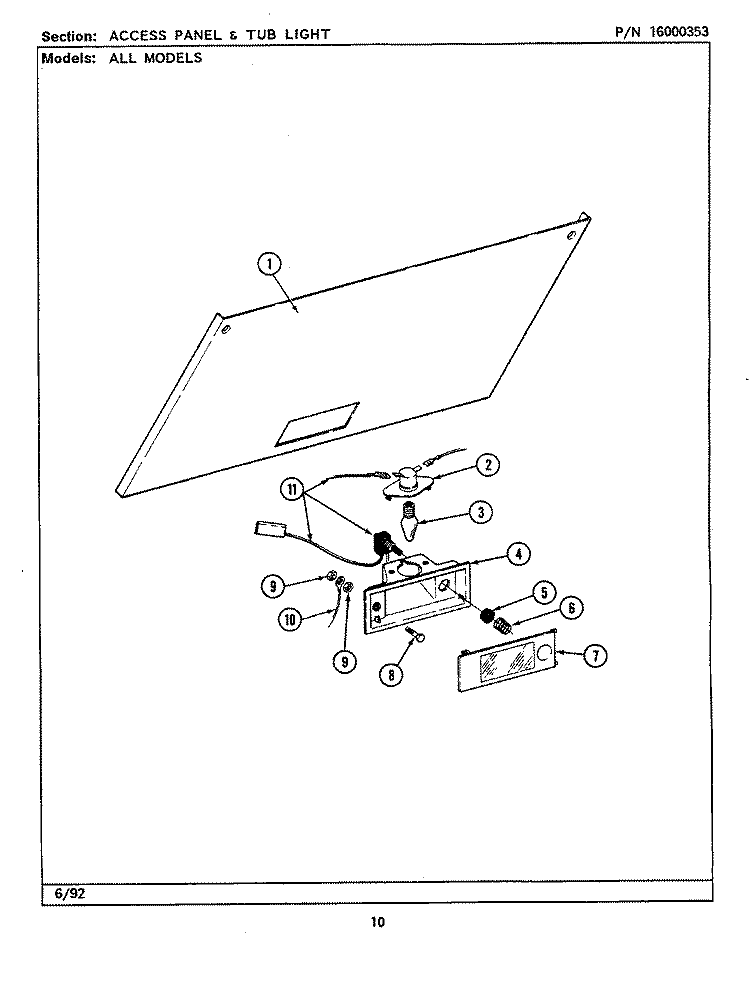 ACCESS PNL & TUB LGT (LSE9900AFx) Diagram and Parts List for LSE9900AFW  Maytag Washer Dryer Combo