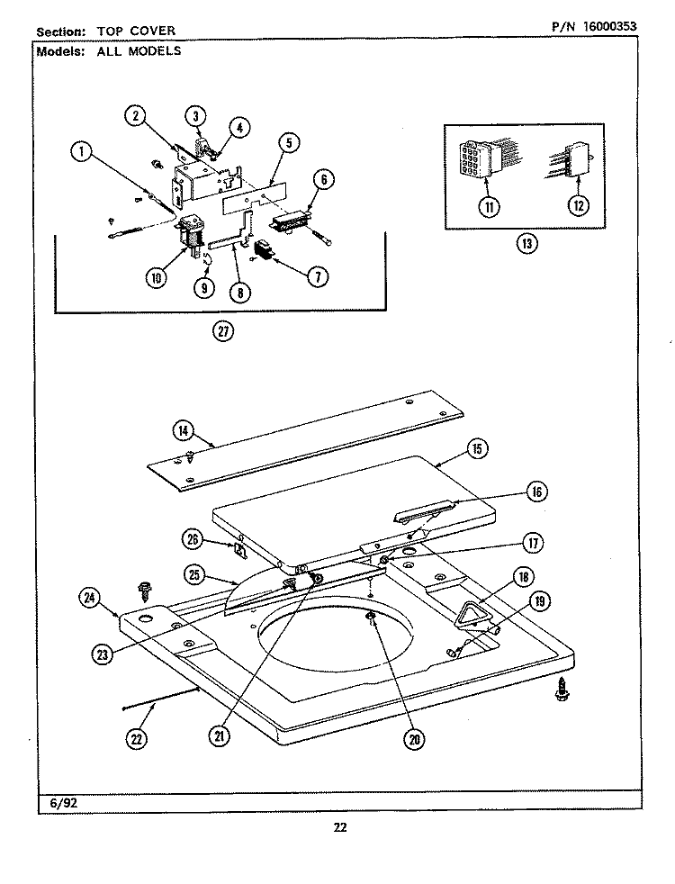 TOP COVER (LSE9900AFL, AFW) Diagram and Parts List for LSE9900AFW  Maytag Washer Dryer Combo