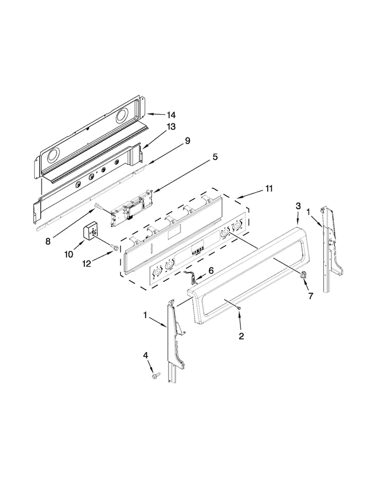 Control Panel Parts Diagram and Parts List for MET8776BS00  Maytag Range